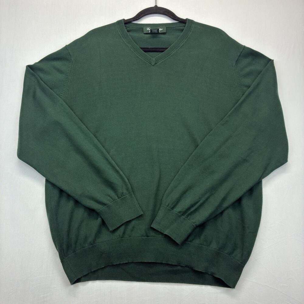Brooks Brothers Sweater Men’s Large Vintage Green Sea Island Cotton V Neck